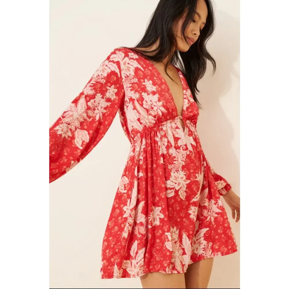 Free People Soli Boho Floral Mini Dress Size Large